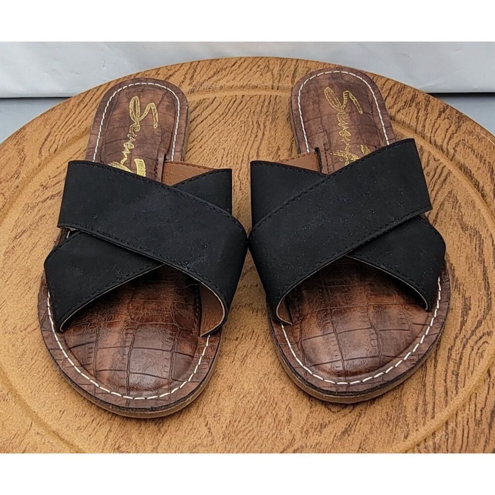 Seven7 Jesse Sandal Slides  Criss-Cross Strap Black Women's Size 7 - Picture 2 of 10